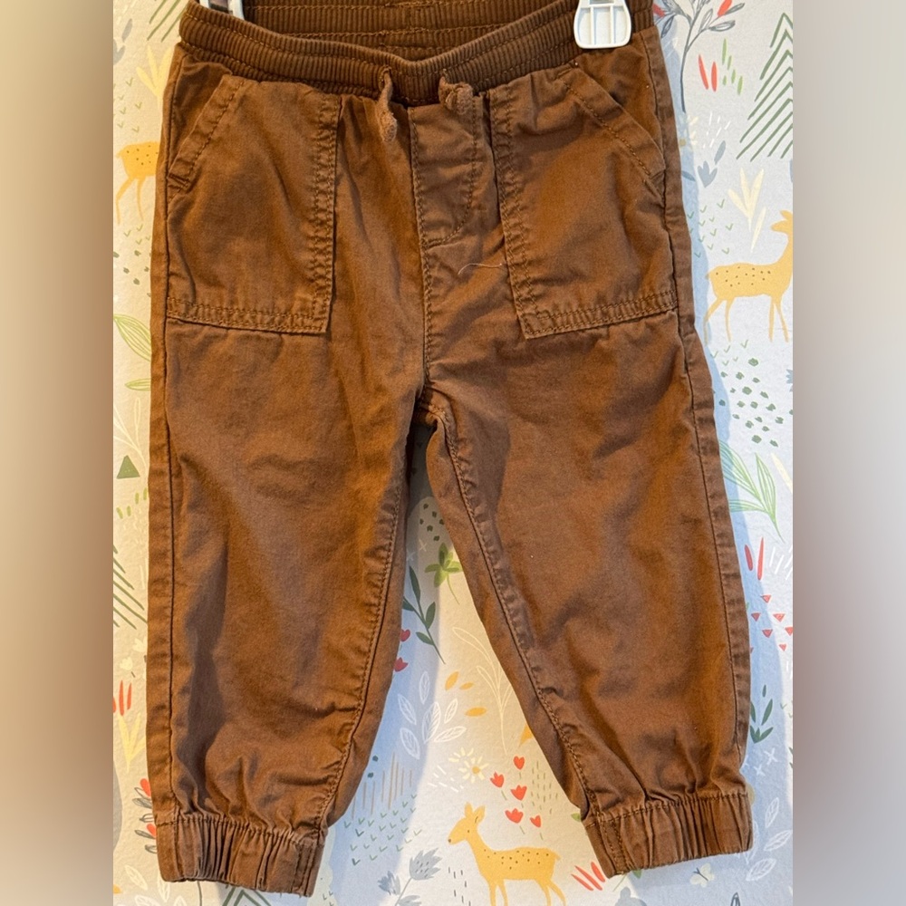 Jumping Beans 18 Months Brown Utility Style Jogger Pant w/ Pockets Baby Toddler
